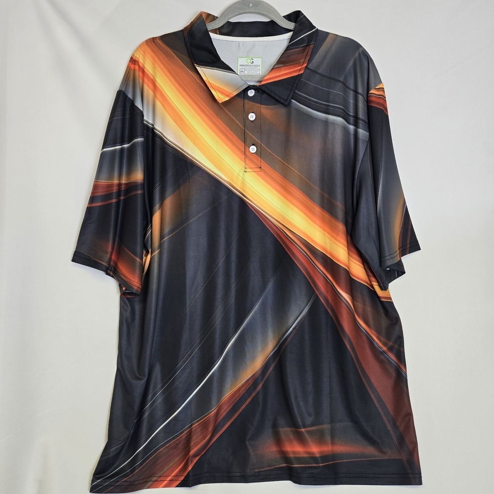 Obnoxious Golf Fireball Short Sleeve Performance Golf Polo Athletic Fit AOP 2XL